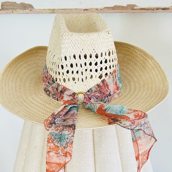 Bailey Straw Women’s Cowboy Hat with Floral Scarf Band - Picture 9 of 9